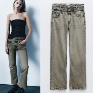 Zara Tan Straight Leg Jeans Versatile and Stylish